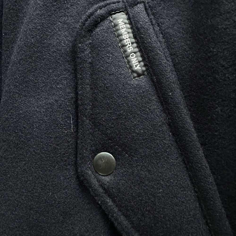 Vintage Members Only Mens Wool Bomber Jacket Sz 40 Medium Navy Blue Quilted 90s - Picture 9 of 14